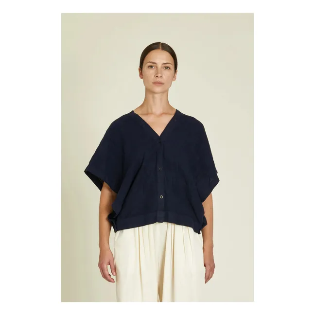 Top Origami Lin | Bleu marine