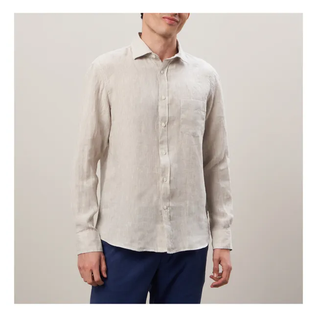 Camicia Paul in Lino Chambray | Sabbia