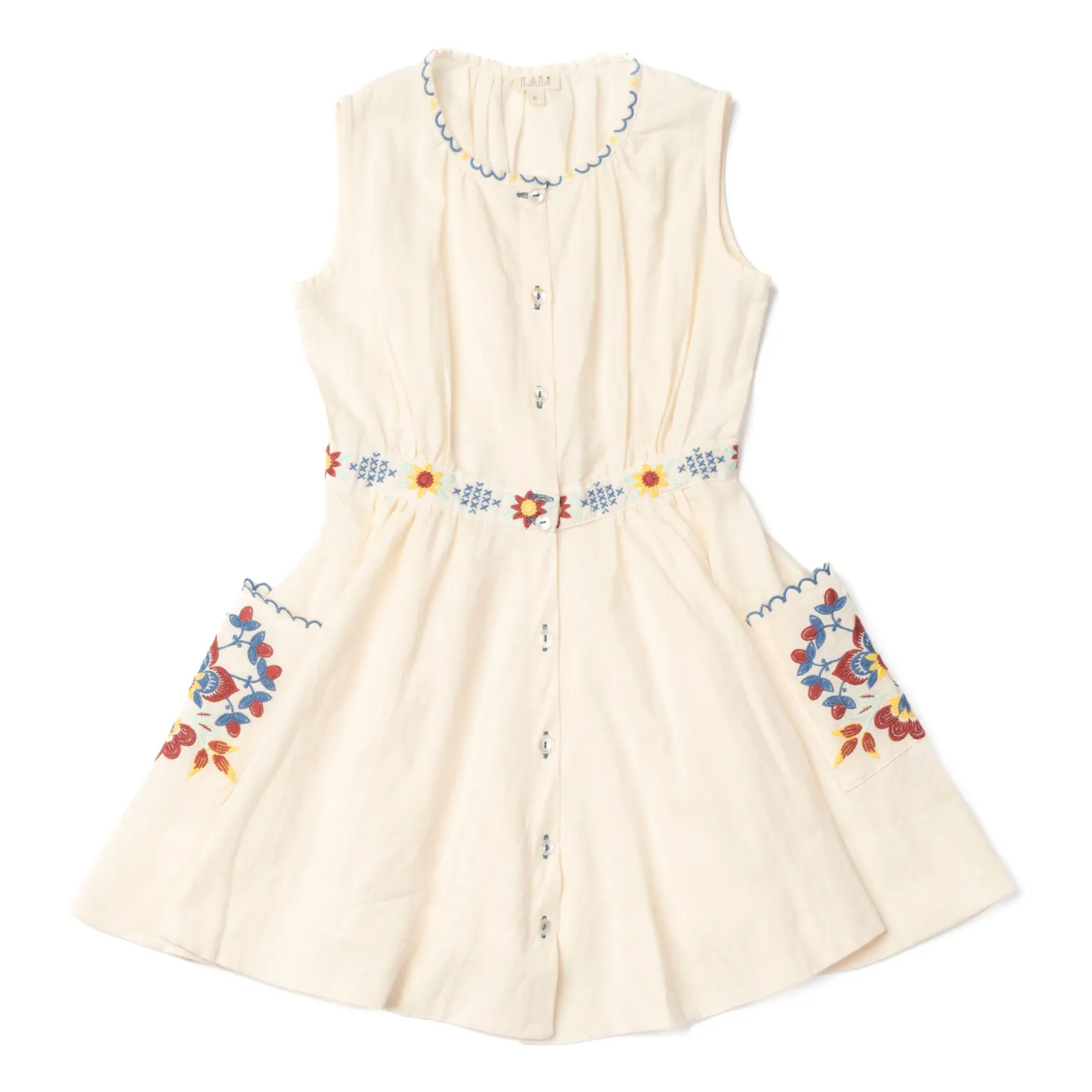 Lali Cream Embroidered Flower Corset Dress
