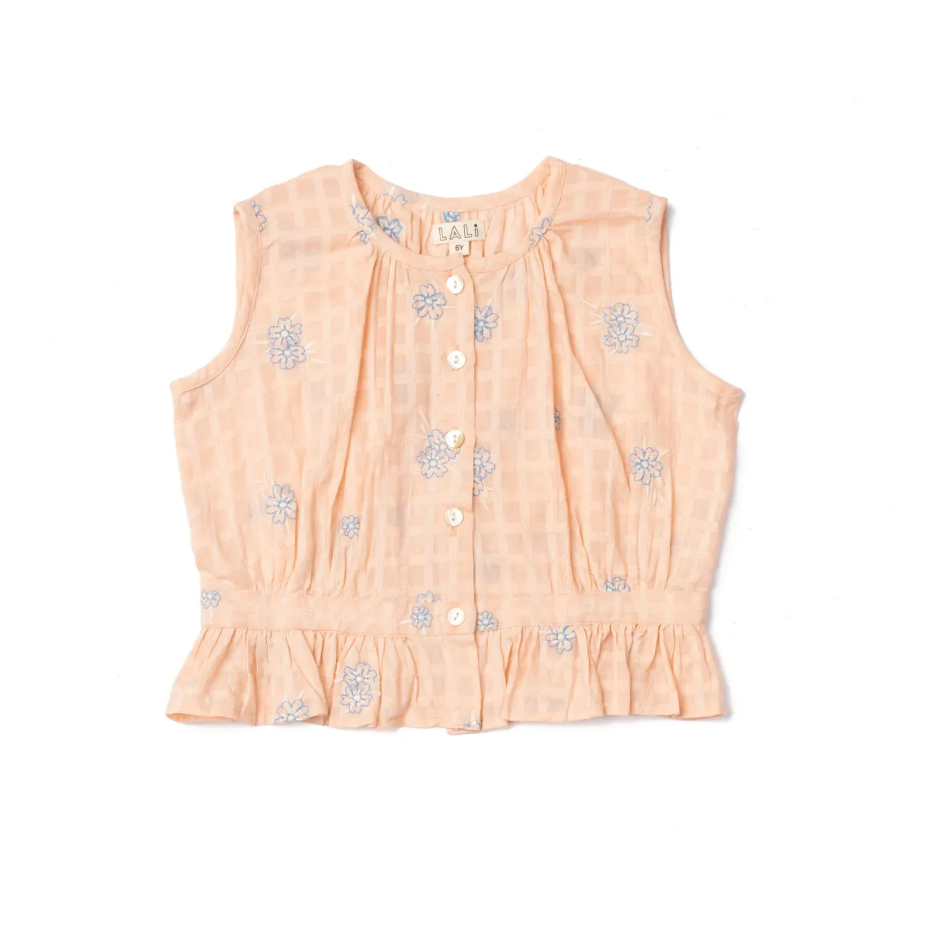 Lali Coral Sleeveless Corset Checkered Top