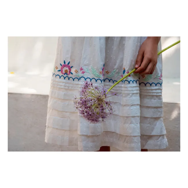 Nanette Embroidered Flower Dress | Cream
