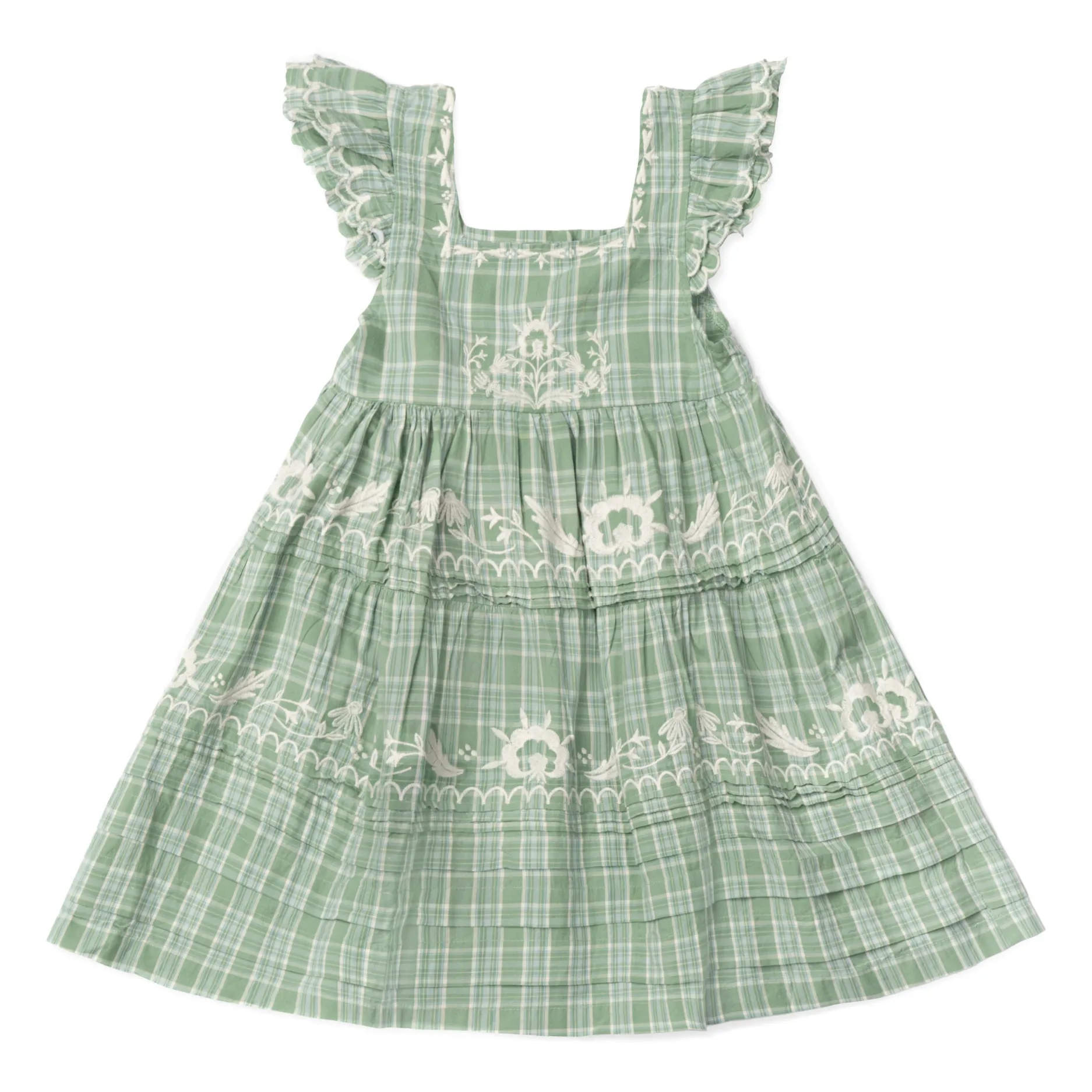 Lali Green Nanette Embroidered Check Dress