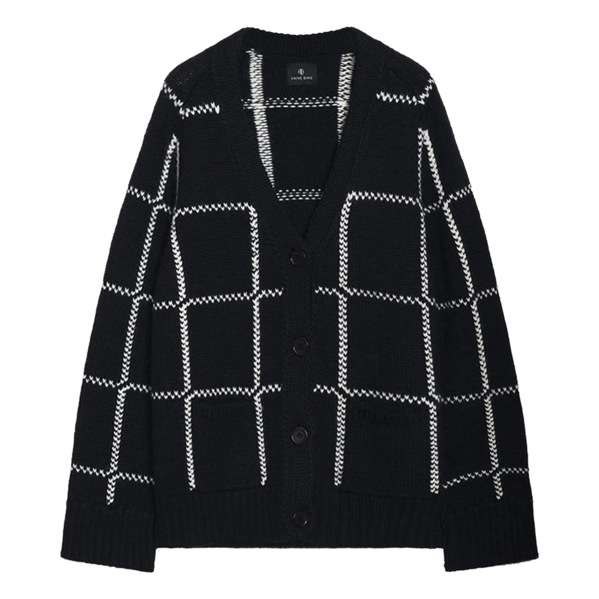 Anine Bing Black Kurt Merino Wool Cardigan