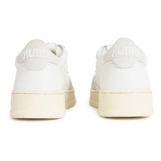 Open Mid Leather/Suede Sneakers | White
