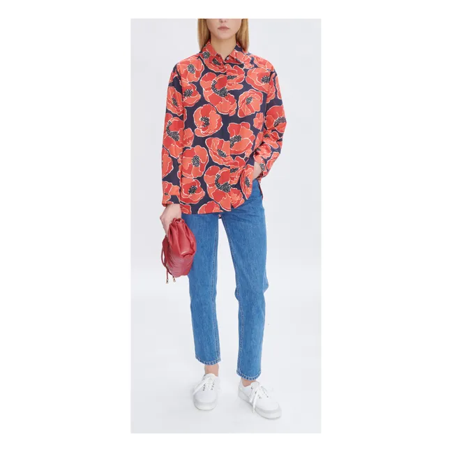 Wendy Cotton and Silk Shirt | Coral