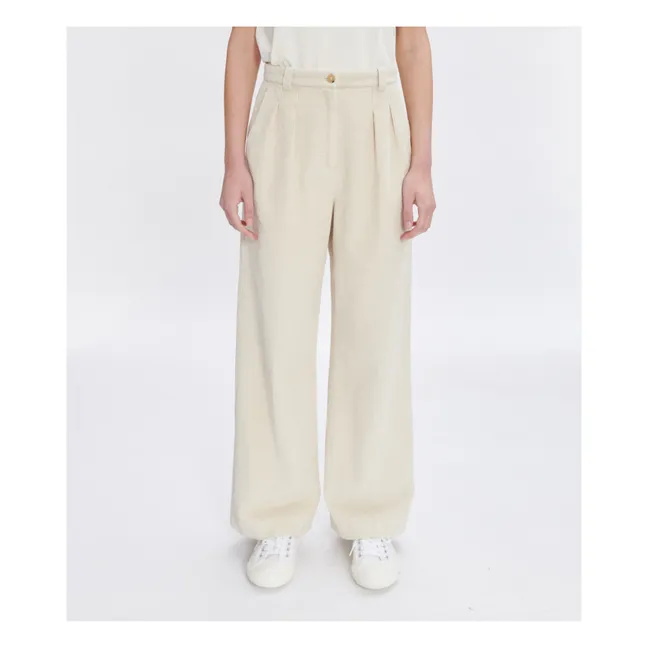Tressie Cotton and Linen Trousers | Ecru