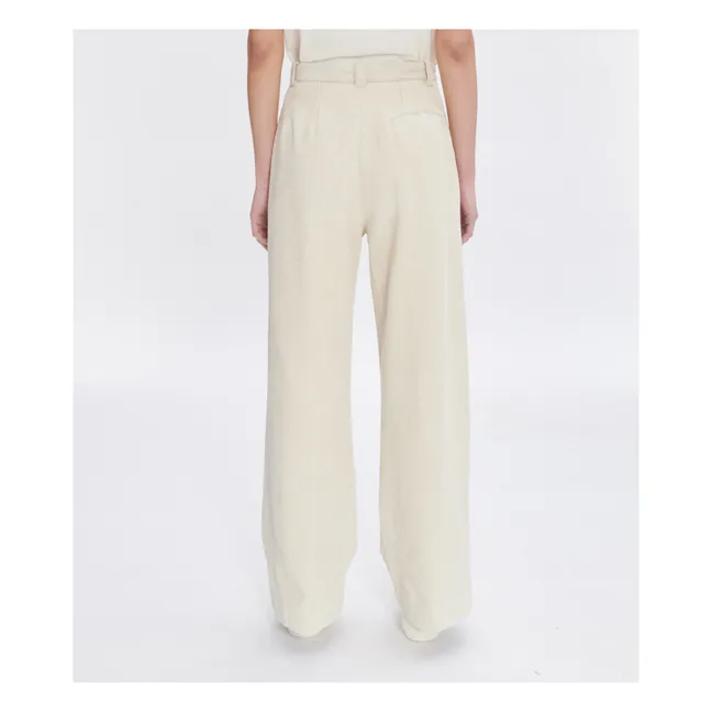Pantalón Tressie de algodón y lino | Crudo