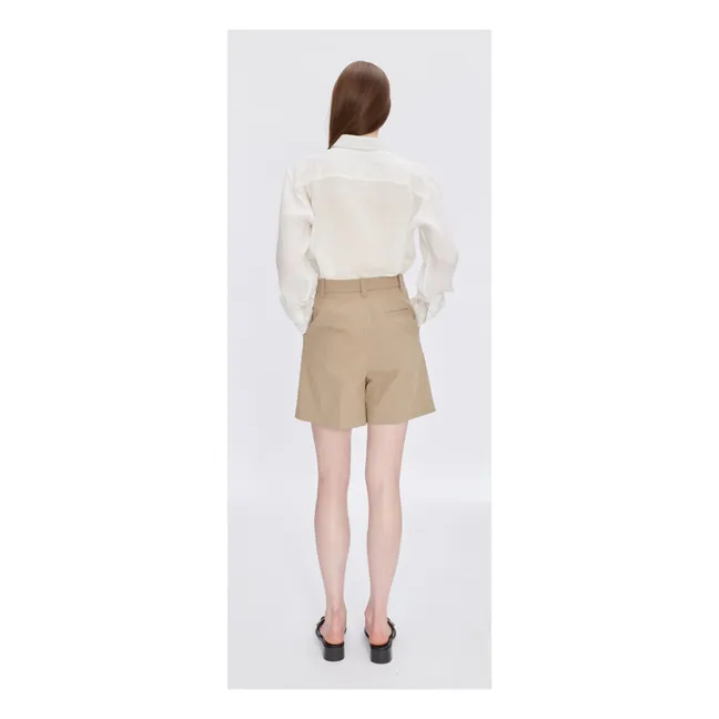 Nola Cotton and Linen Shorts | Beige
