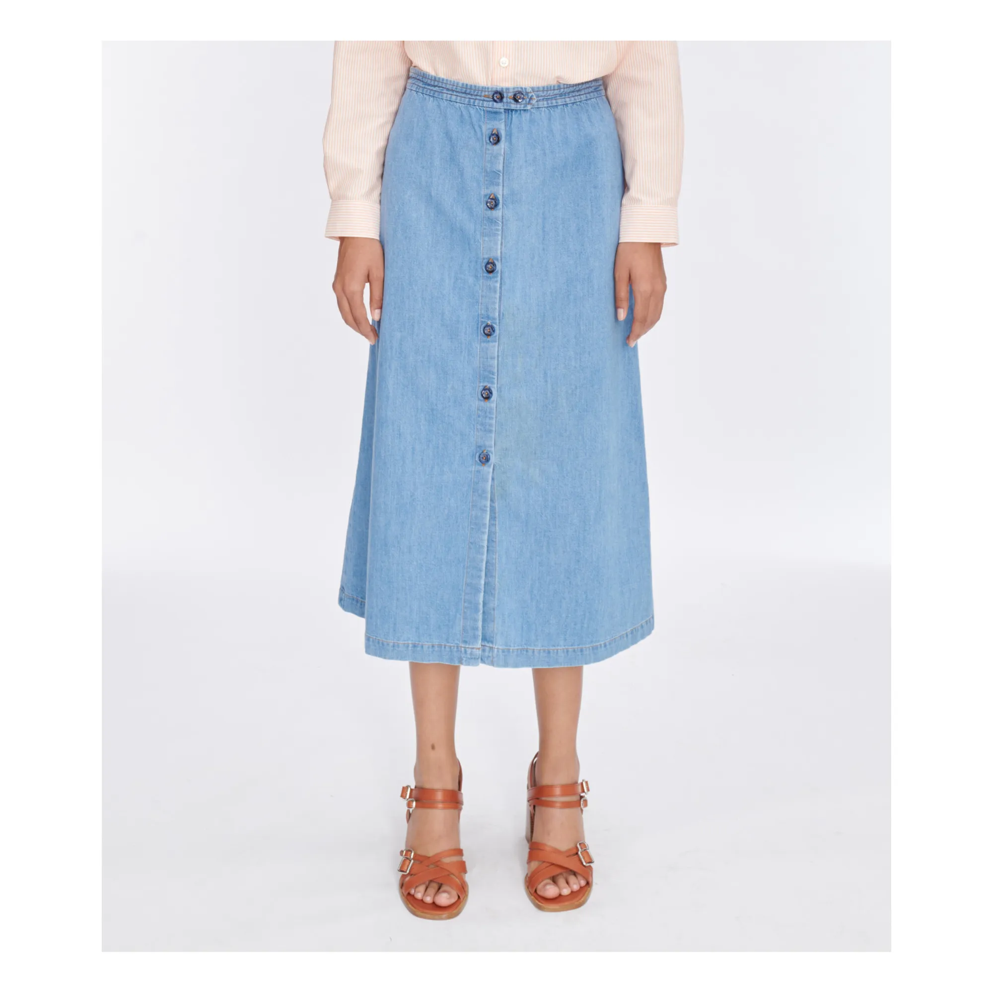 A.p.c. Light Blue Deauville Skirt Organic Cotton