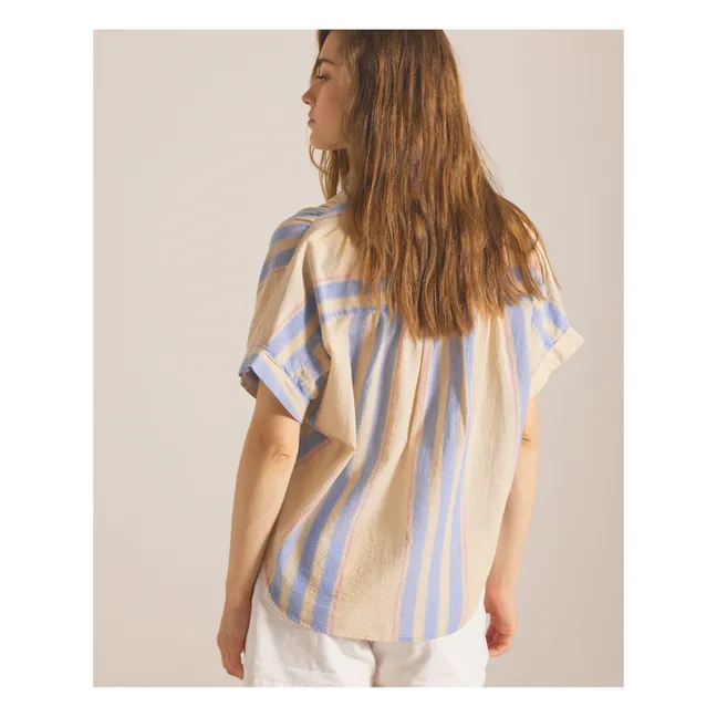 Louison Blouse Stripes Organic Cotton Gauze | Beige pink