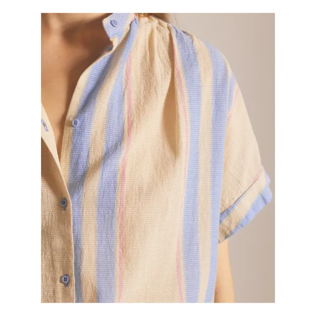 Louison Blouse Stripes Organic Cotton Gauze | Beige pink