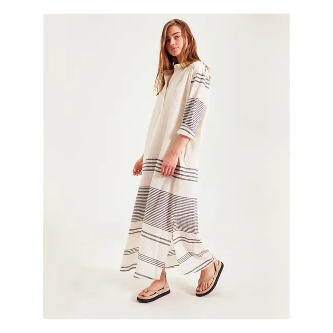 Kleid Nina Streifen Gaze aus Bio-Baumwolle | Seidenfarben