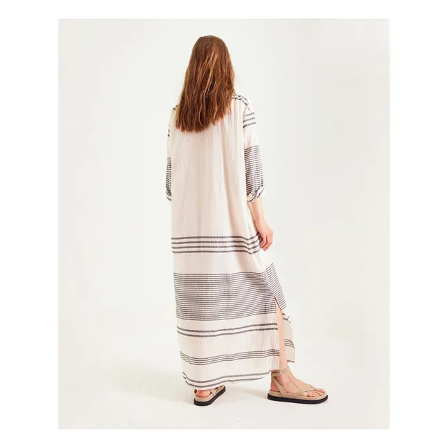 Nina Dress Stripes Organic Cotton Gauze | Ecru