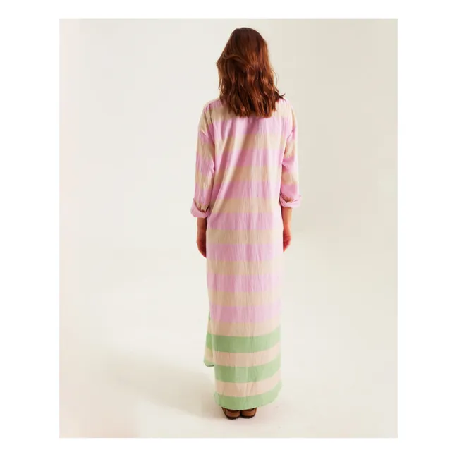 Kleid Nina Streifen Gaze aus Bio-Baumwolle | Bonbonfarben