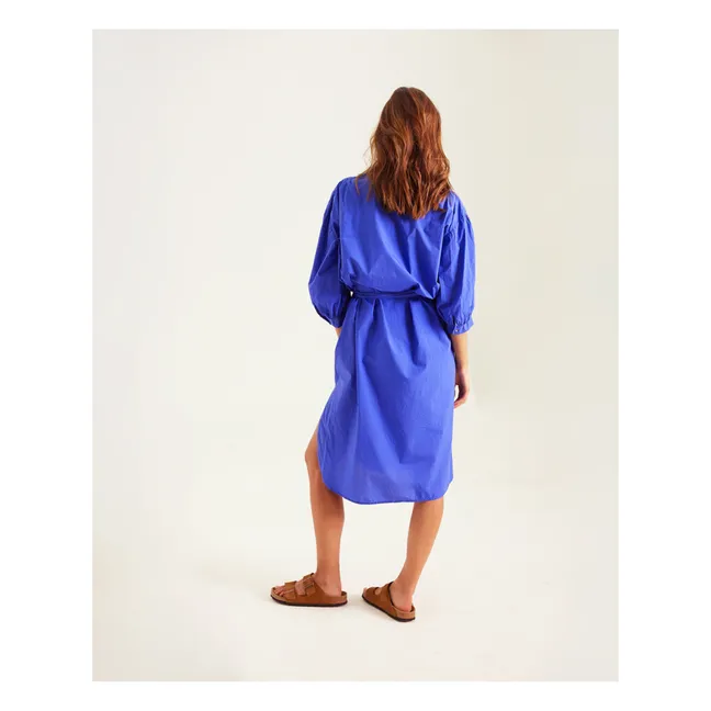 Giulia - Vestito in popeline di cotone | Blu reale