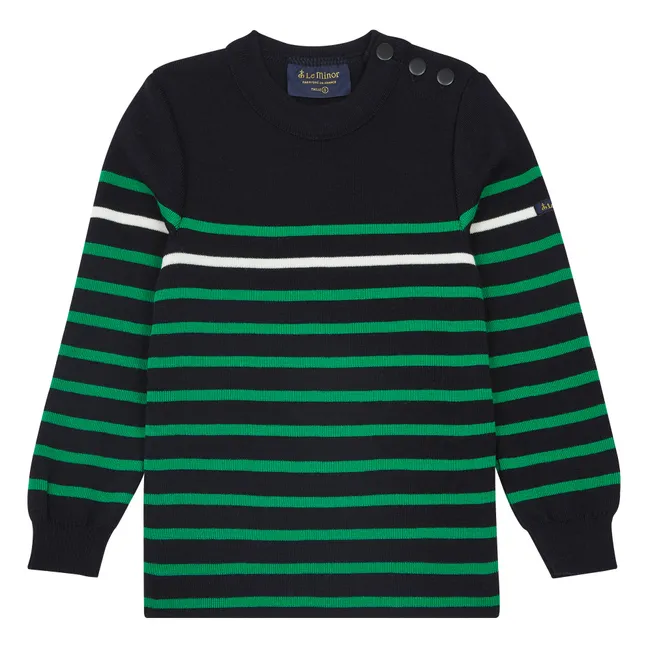 Pull Laine Mérinos Marinière x Smallable | Bleu marine