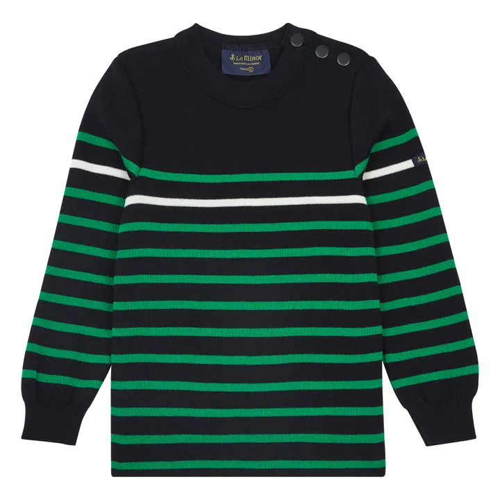 Pull Laine Mérinos Marinière x Smallable | Bleu marine- Image produit n°0