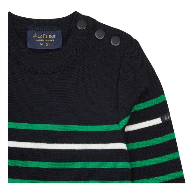Pull Laine Mérinos Marinière x Smallable | Bleu marine