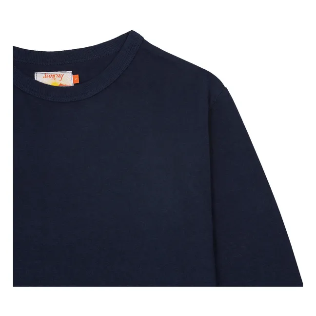 Hi'aka Camiseta de manga larga de algodón reciclado 260g | Azul Marino