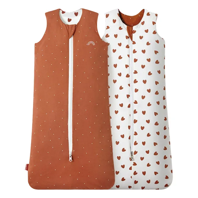 Sacco nanna reversibile quattro stagioni Cœurs | Terracotta