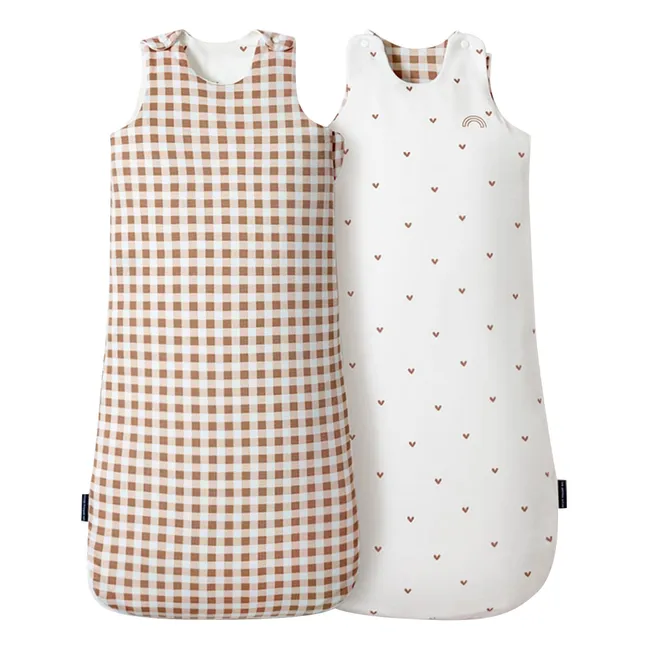 Sacco nanna multi-stagione reversibile Vichy | Terracotta
