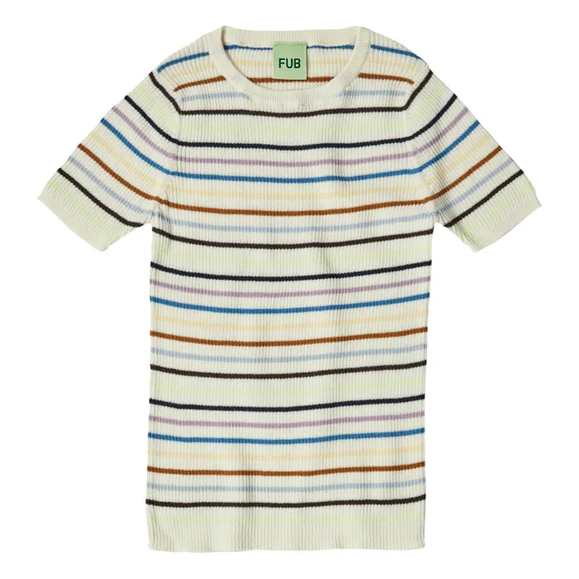 Extra Fine Knit Ribbed Organic Cotton T-Shirt | Ecru