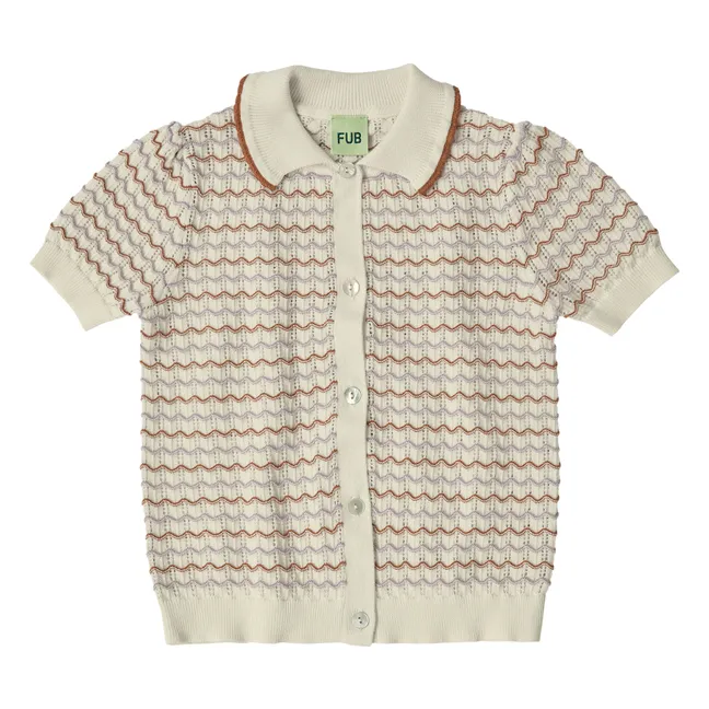 Polo-Shirt Extra Feinmaschig Pointelle Bio-Baumwolle | Seidenfarben