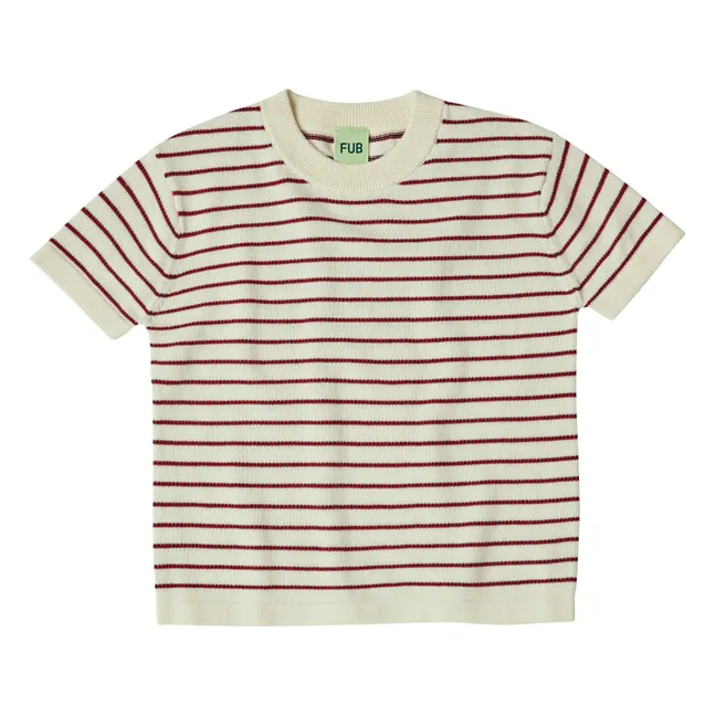 Camiseta de punto fino Marinière de algodón ecológico | Crudo