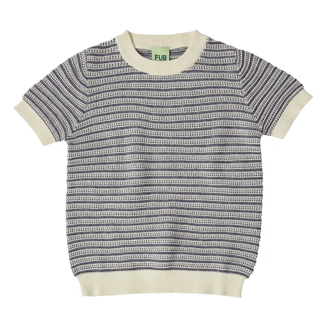 T-Shirt Fine Knit Stripe Organic Cotton | Ecru