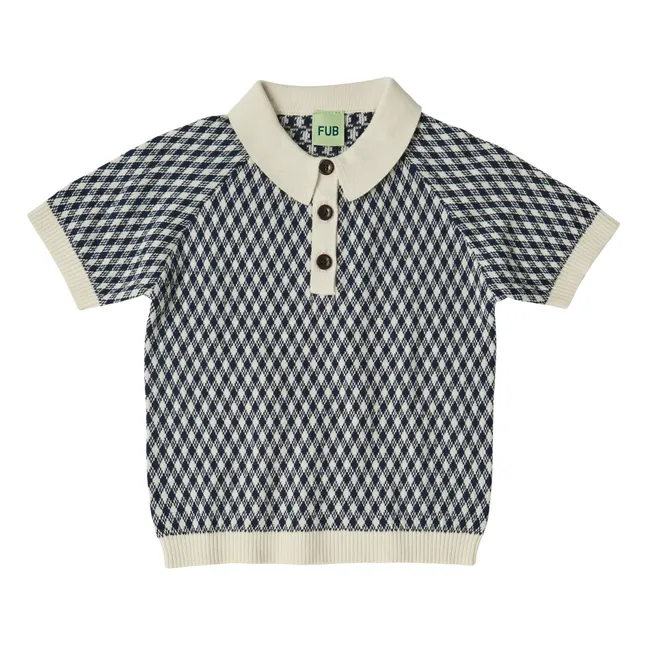 Harlekin Organic Cotton Fine Knit Polo Shirt | Navy blue
