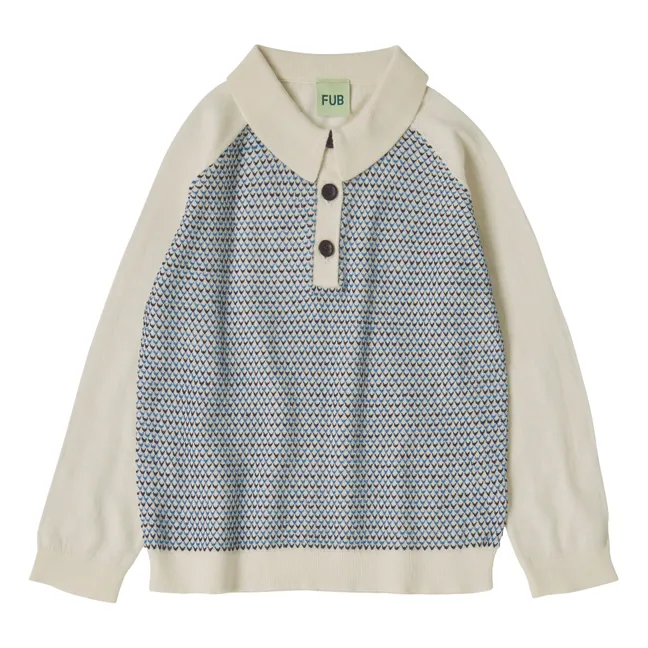 Long-sleeved polo shirt Extra Fine Knit Organic Cotton | Ecru