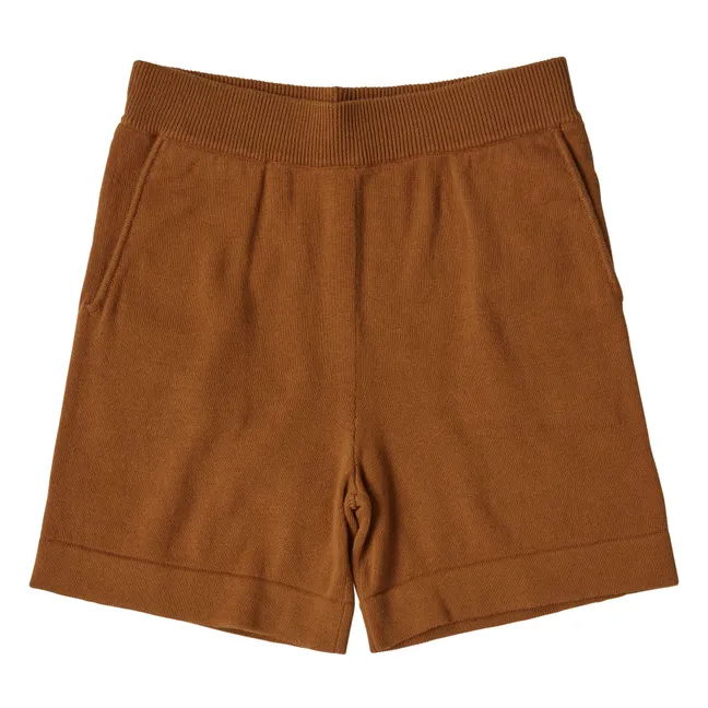 Organic Cotton Fine Knit Shorts | Brown
