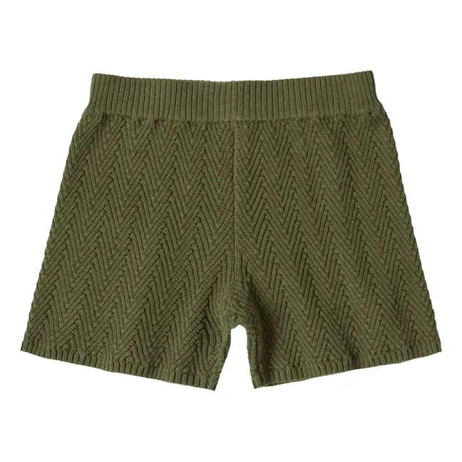 Pantalones cortos de punto fino de algodón ecológico | Verde oliva