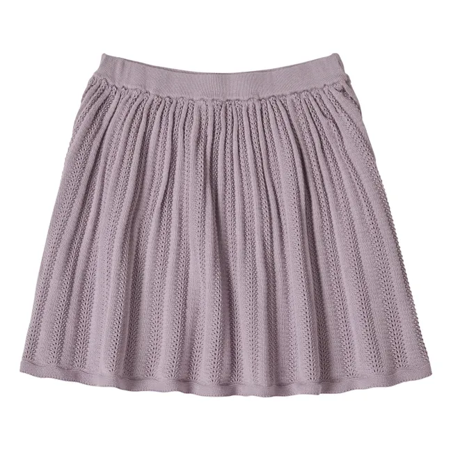 Extra Fine Pointelle Organic Cotton Knit Skirt | Mauve