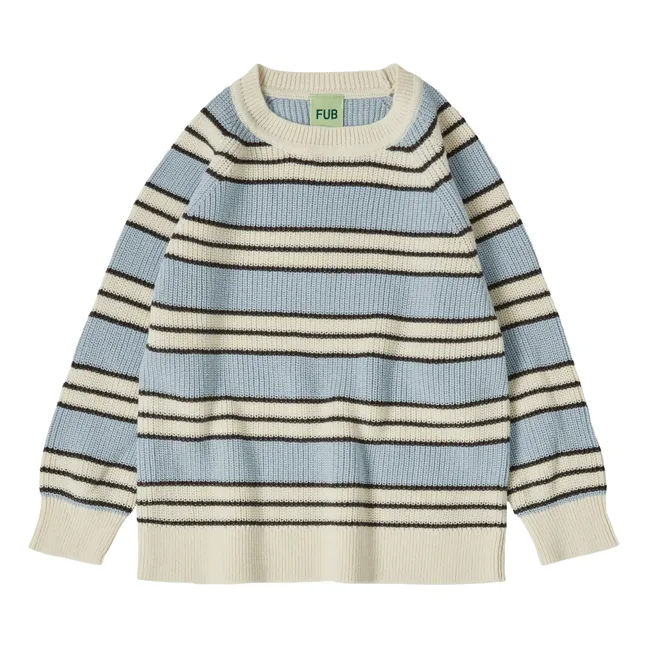 Organic Cotton Stripe Sweater | Light blue