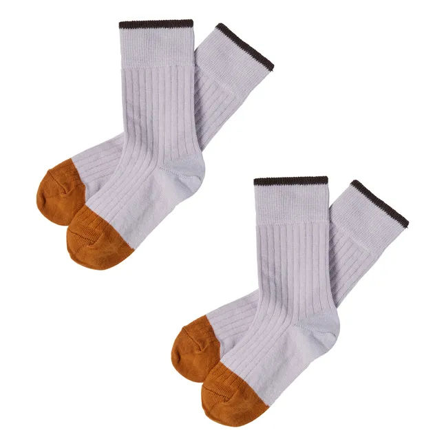 Set of 2 Contrast Socks | Mauve