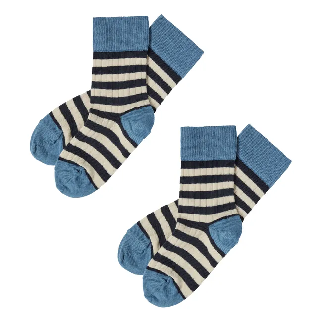 Set di 2 calzini a righe | Azzurro