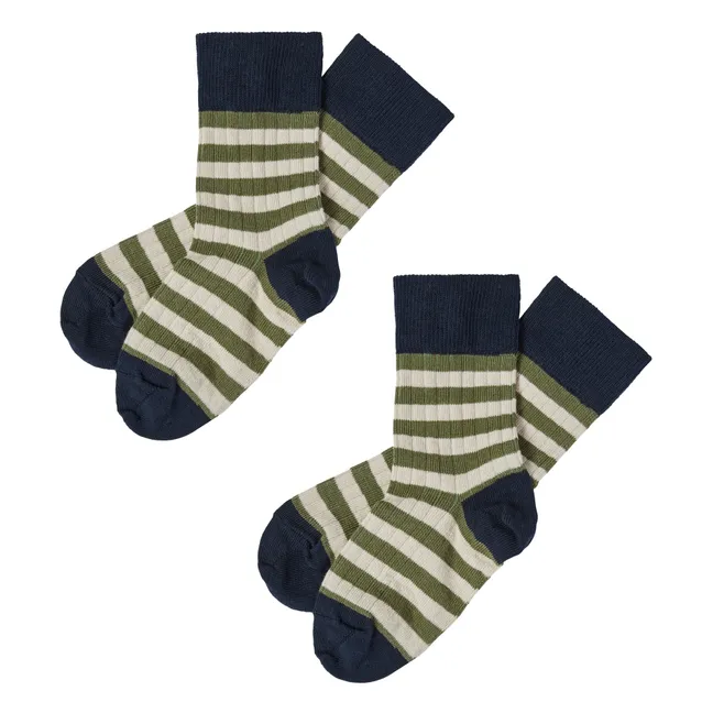 Set of 2 Stripe Socks | Navy blue