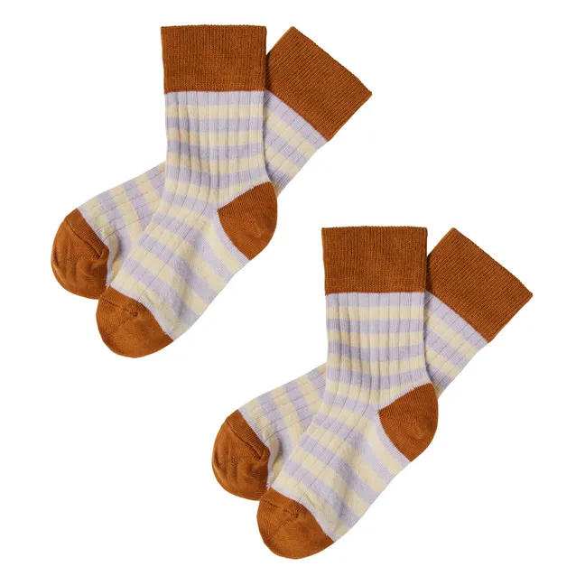 2er-Pack Socken Streifen | Rostfarben