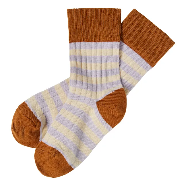 2er-Pack Socken Streifen | Rostfarben