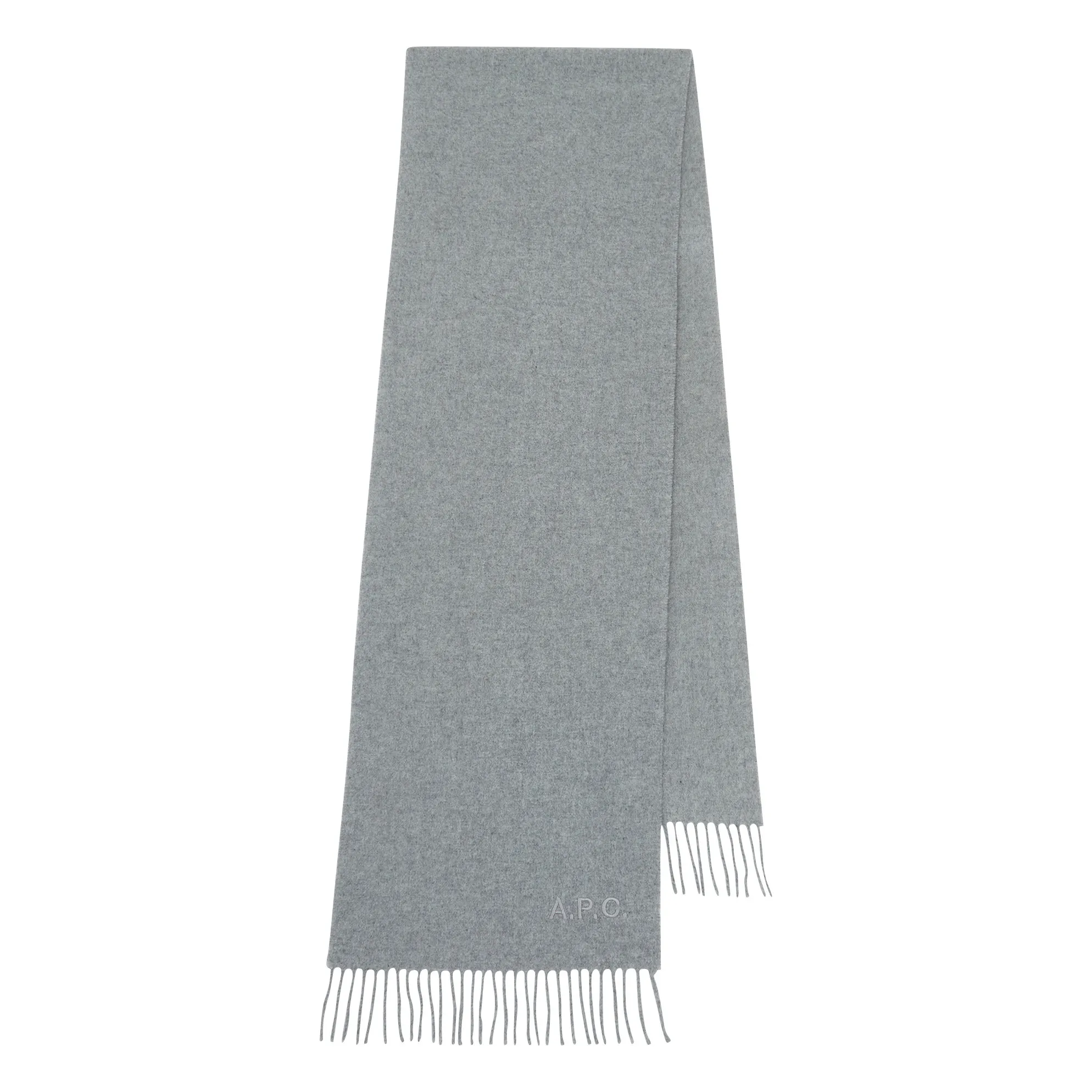 A.p.c. Heather Grey Ambroise Wool Embroidered Scarf