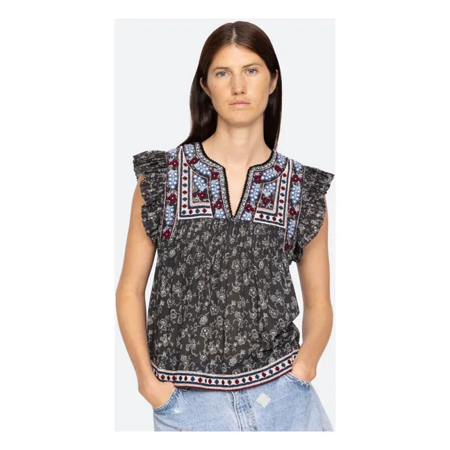 Embroidered blouse Everly | Black