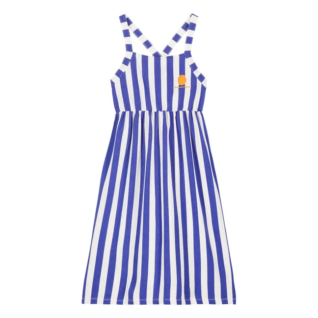 Cleo organic cotton stripe dress | Blue