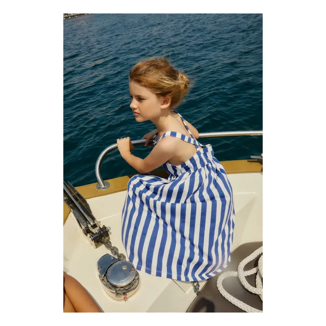 Cleo organic cotton stripe dress | Blue