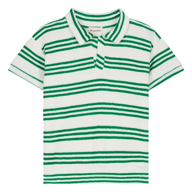 Polo-Shirt Leonardo Streifen Frottee Bio | Grün