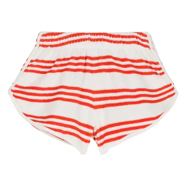 Juju Organic Terry Stripe Shorts | Red