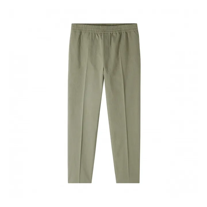 Pantalon Elastiqué Pieter Lin et Coton | Vert kaki- Image produit n°0