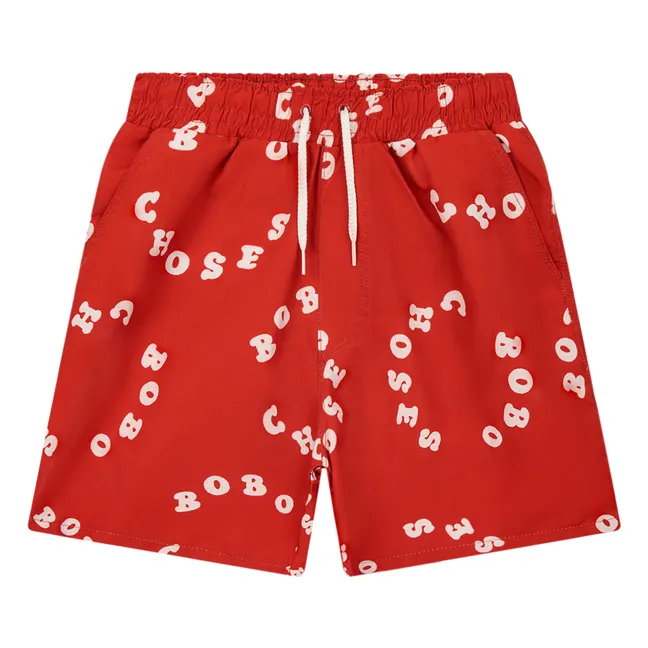 Circle Recycled Material Swim Shorts | Red