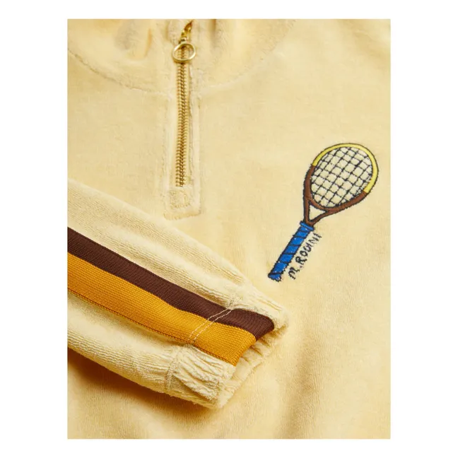 Felpa con zip da tennis in spugna biologica | Giallo