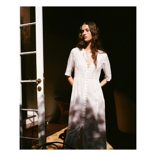 Quinn Embroidered Dress | White